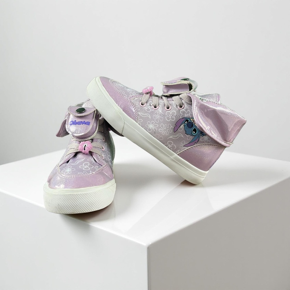 Disney Lilo & Stitch Girls Purple Iridescent High Top Sneakers Size 2 SH13#018